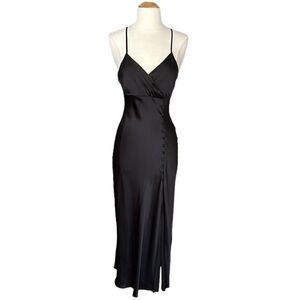 ZARA Black Slip Dress Satin Effect Dark Romance Dress, Size XS